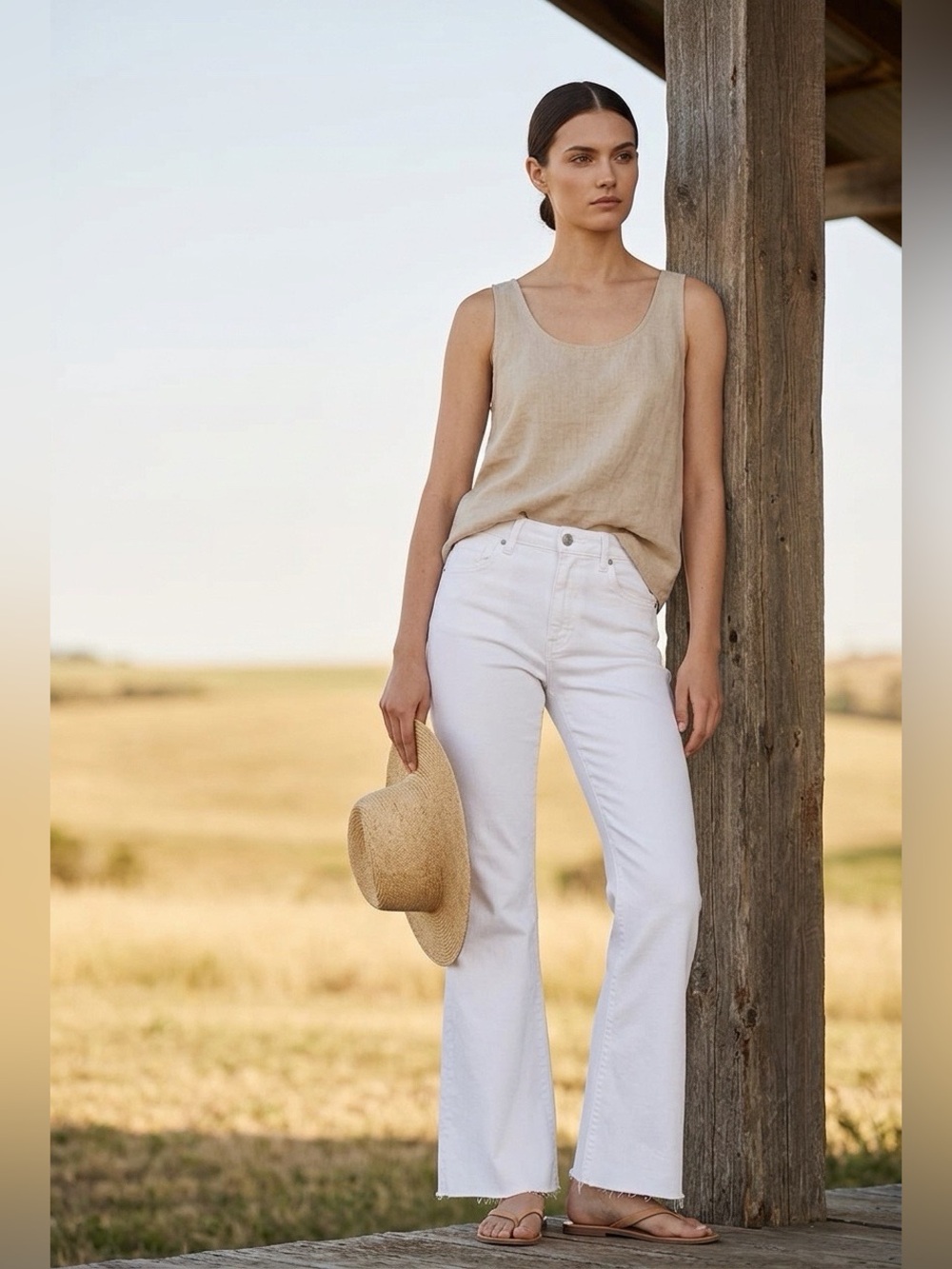 NWT H&M Divided White High Waist Flare Jeans Raw Hem Size 6